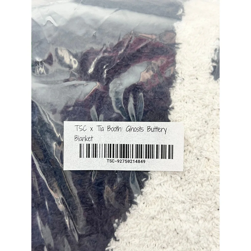 Rare TSC x Tia Booth Collab Ghosts Buttery Blanket Black/White Soft Throw
